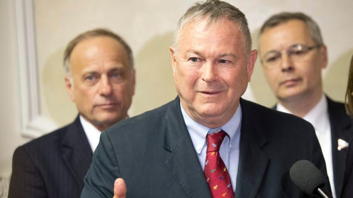 Rep. Dana Rohrabacher (R-Costa Mesa) speaks to Russian lawmakers at a meeting in Moscow in May 2013.
