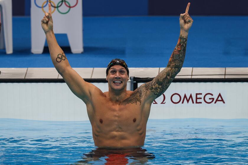 Tokyo, Japan, Thursday, July 29, 2021 -USA swimmer Caeleb Dressel celebrates.