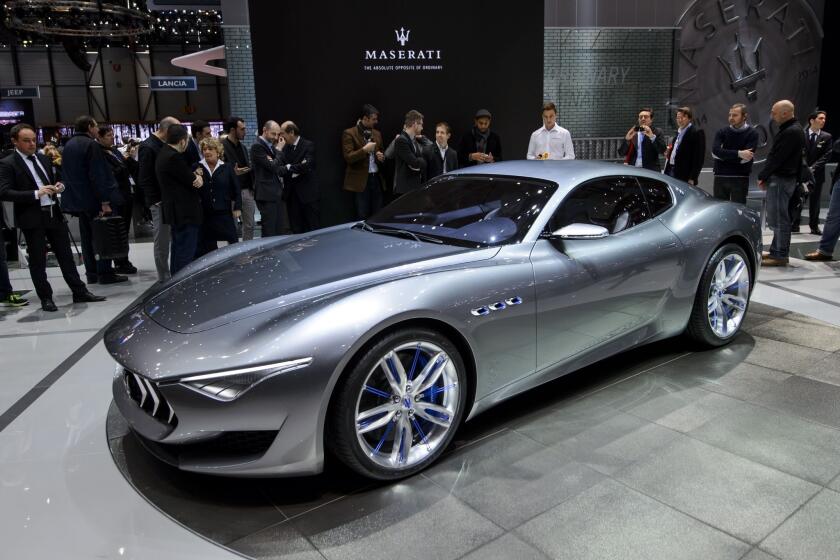 The new Maserati Alfieri concept car on display Tuesday at the Geneva Motor Show.