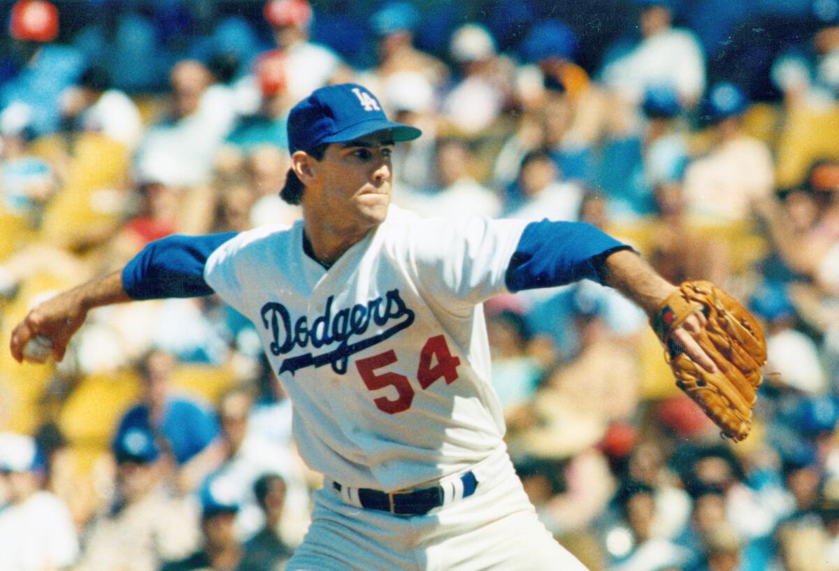 Aug. 21, 1988: Dodgers pitcher Tim Leary in the 7th inning in game against Montreal Expos. Leary struck out 12 in 4-0 Dodger win.