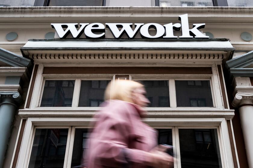 Mandatory Credit: Photo by JUSTIN LANE/EPA-EFE/REX (10227701c) A view of a WeWork office space in New York, New York, USA, 03 May 2019. The shared office space, co-working company, which was valued by investors recently at over $40 billion USD, announced in April that it had filed confidential paper work late last year for an initial public stock offering later this year WeWork Potential IPO, New York, USA - 03 May 2019 ** Usable by LA, CT and MoD ONLY **