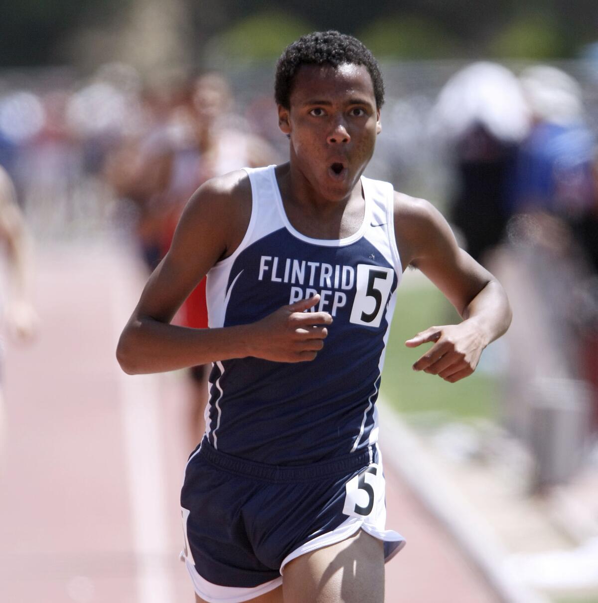 Flintridge Prep's Alan Yoho came in 2nd place at the CIF SS Track & Field Championships Division 4 Boys 1600 meters race at Mt. San Antonio College in Walnut on Saturday, May 18, 2013.