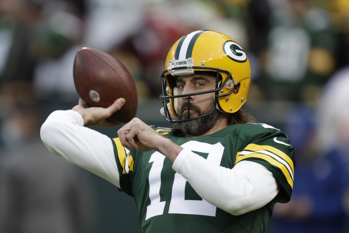 Rodgers breaks Favre's Packers record for career TD passes - The San Diego  Union-Tribune