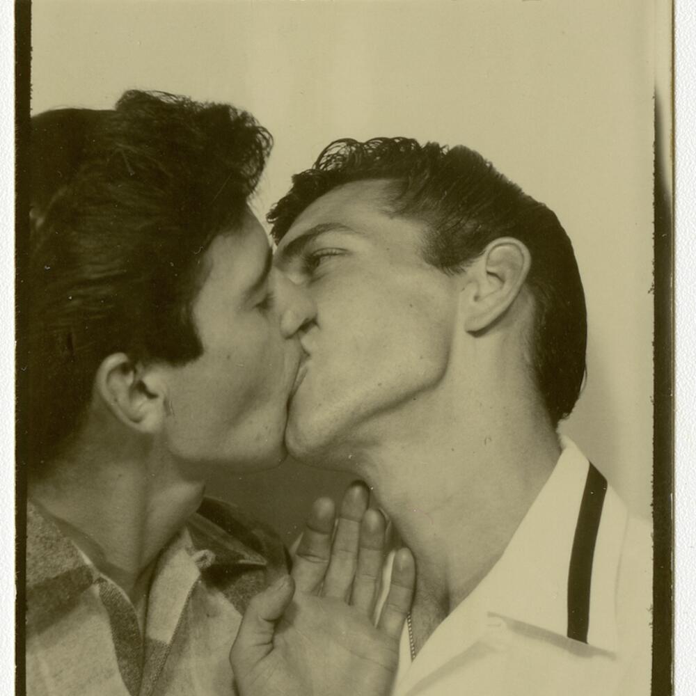 Joseph John Bertrund Belanger, "Robert Block and Unidentified Man in Photo Booth," circa 1953. gelatin silver print