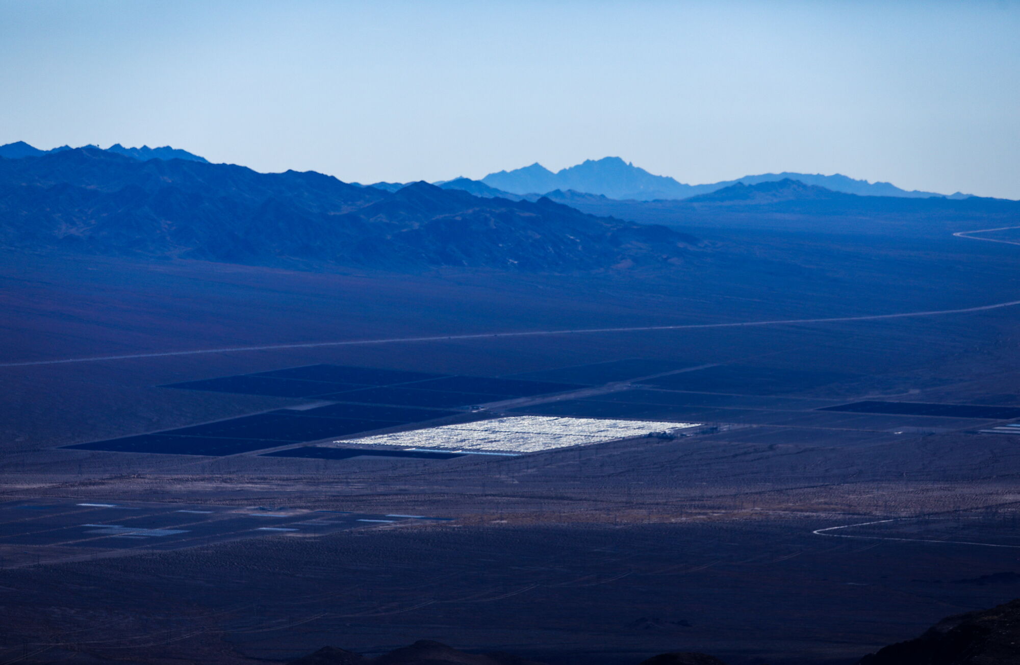 A solar farm seen from Black Mountain.