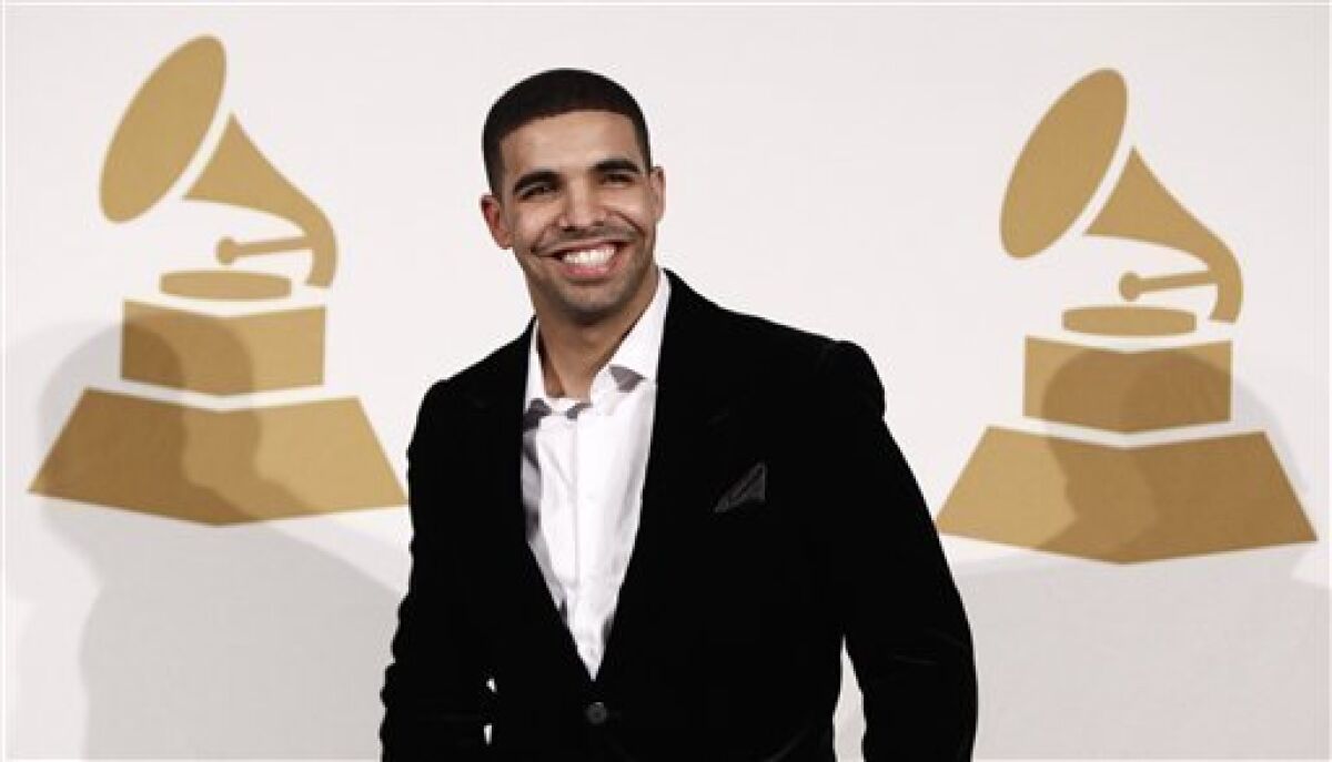 Drake is seen backstage at the Grammy Nominations Concert on Wednesday, Dec. 2, 2009, in Los Angeles. (AP Photo/Matt Sayles)