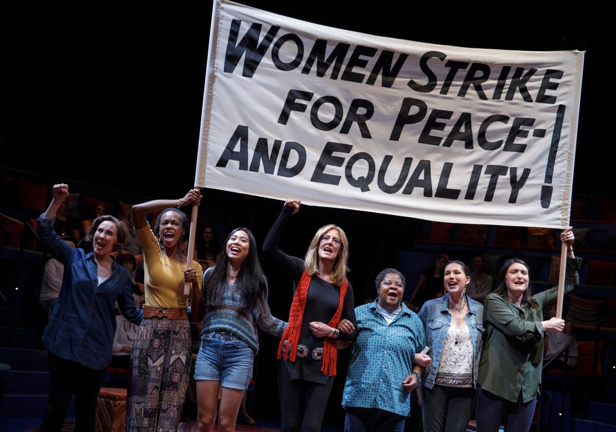 A scene from "Gloria: A Life," starring Christine Lahti (in red scarf) as Gloria Steinem and airing Friday on PBS.