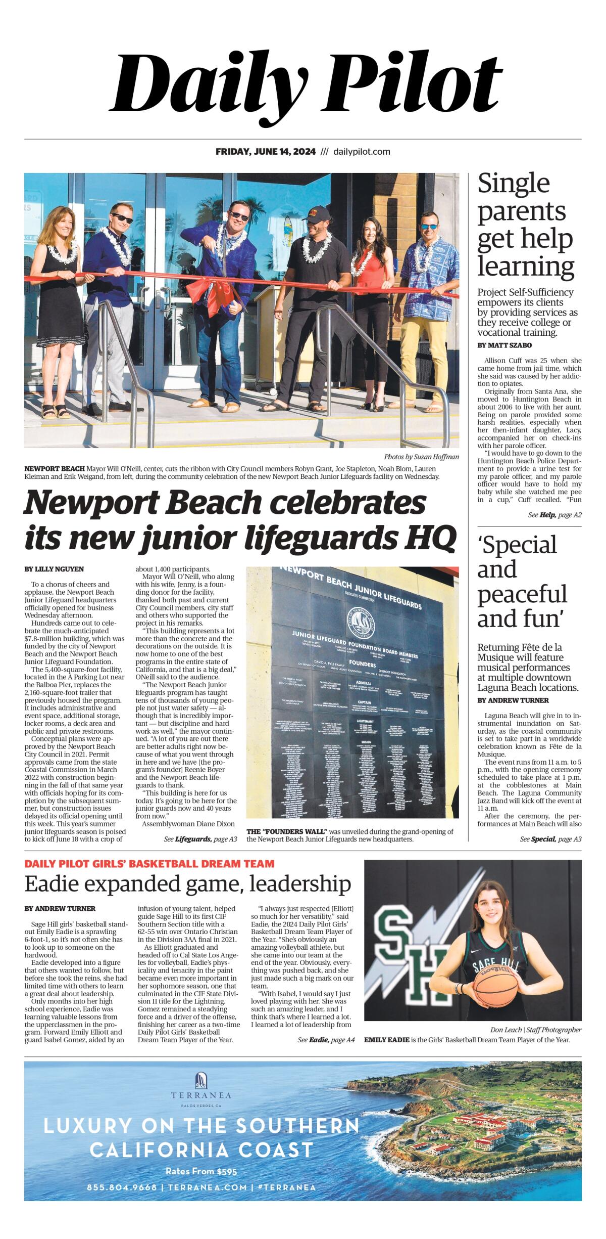 Front page of the Daily Pilot e-newspaper for Friday, June 14, 2024.
