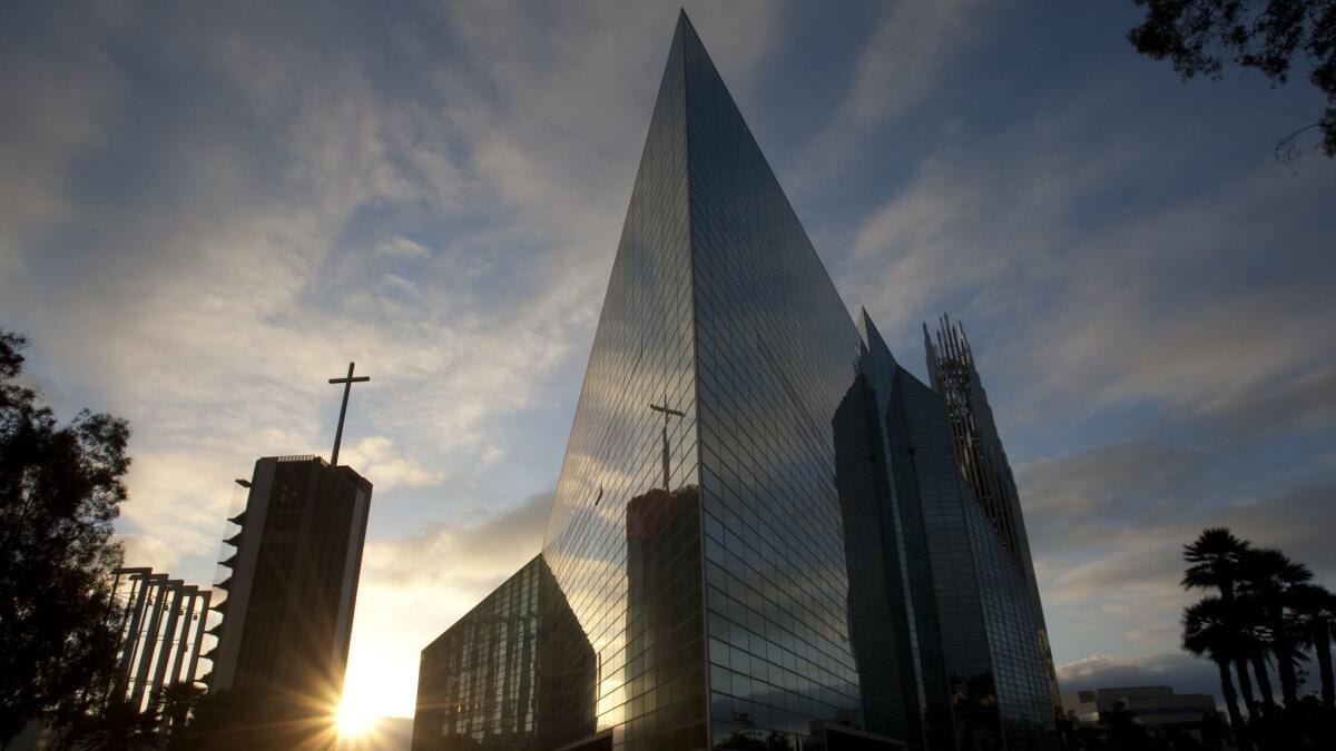 The sun sets over the Crystal Cathedral campus in 2011.