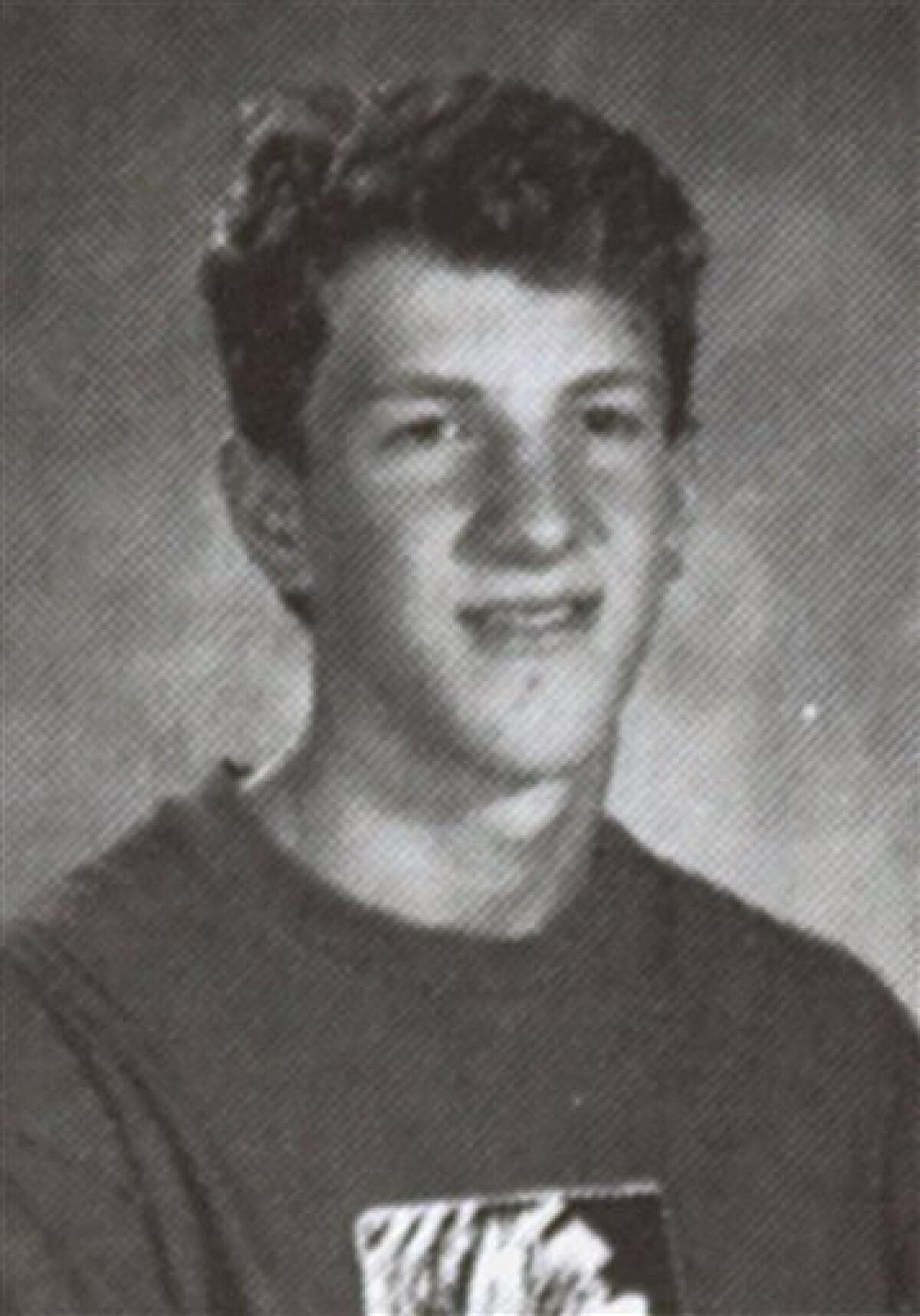 FILE -This 1998 file yearbook photo from Columbine High School in Littleton, Colo. shows Dylan Klebold. The mother of the Columbine killer says she has been studying suicide in the decade since the high school massacre but had no idea her son was suicidal until she read his journals after his death. Susan Klebold's essay in next month's issue of O, The Oprah Magazine, is the most detailed response yet from any of the parents of Columbine killers Dylan Klebold or Eric Harris. (AP Photo/File)