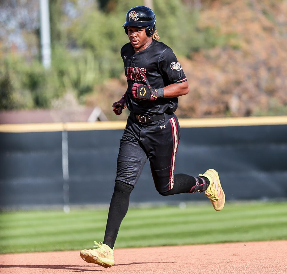 Quentin Young of Oaks Christian his two home runs on Wednesday, giving him four this season.