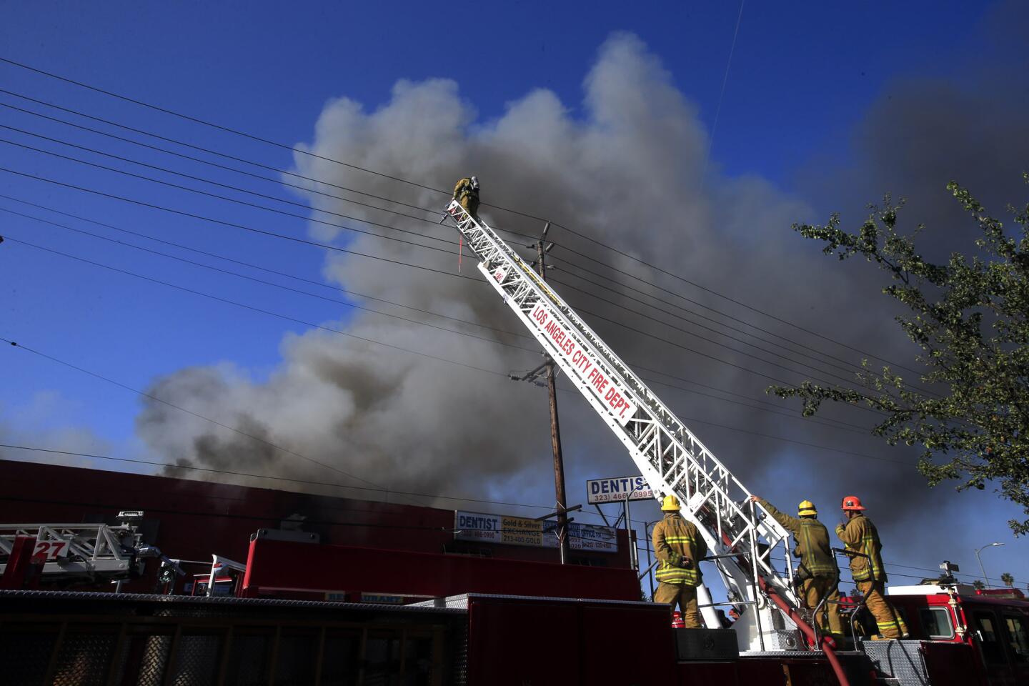 Commercial fire in Hollywood