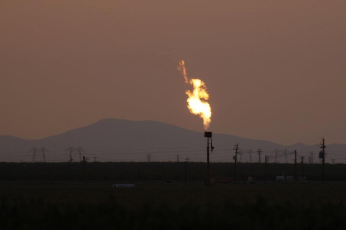 Gas is flared as waste from the Monterey Shale formation in California, where gas and oil extraction using hydraulic fracturing, or fracking, is on the verge of a boom. A bill in the state Legislature would impose a moratorium on fracking until the state determines whether it can be done safely.