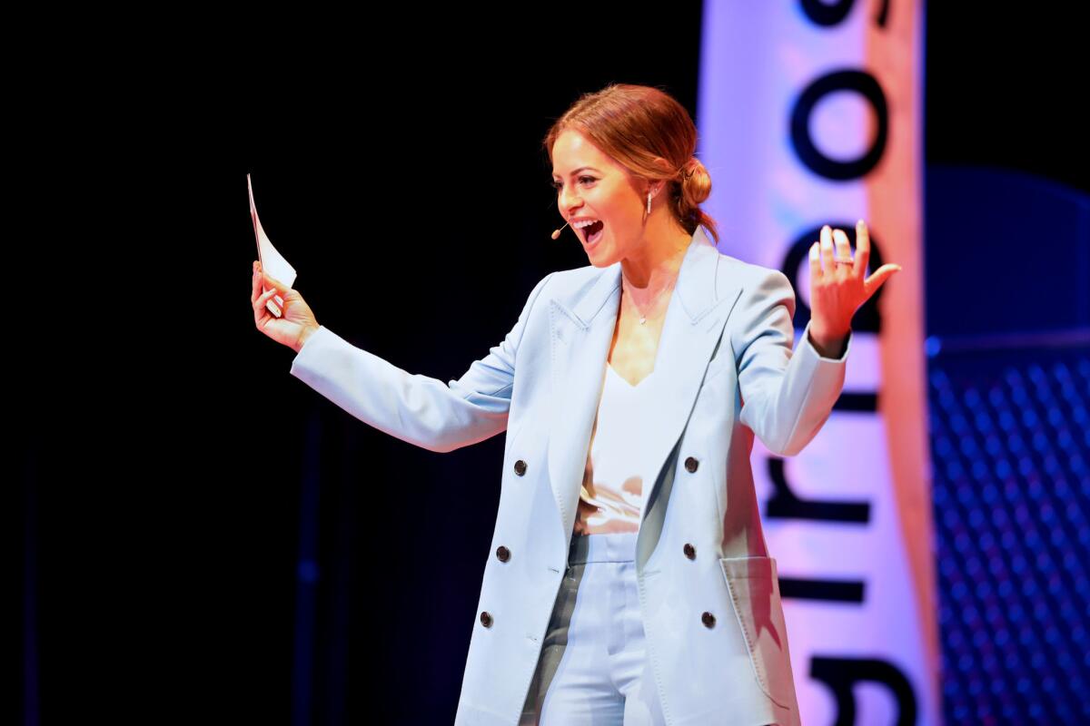 Sophia Amoruso, founder of the company Girlboss, onstage at the 2019 Girlboss Rally at UCLA in late June.