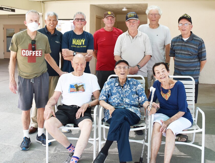 Participants in the “Coffee with a Veteran” group at Oaks North Community Center.