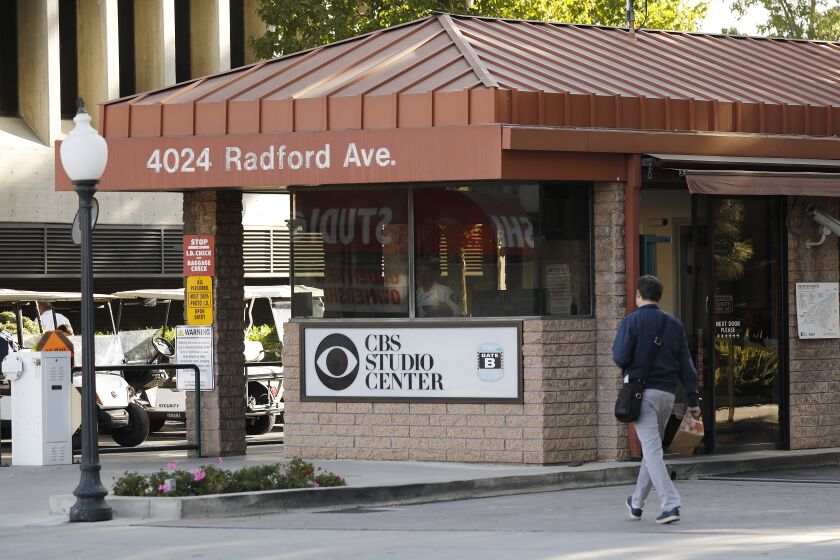 LOS ANGELES, CA - OCTOBER 16, 2019 Photos of the Redford Avenue Main Gate entrance to the CBS Studios Center in Studio City on October 16, 2019 for a package of stories about CBS' television stations. The stations, KCBS Channel 2 and KCAL Channel 9, are housed on the lot. (Al Seib / Los Angeles Times)