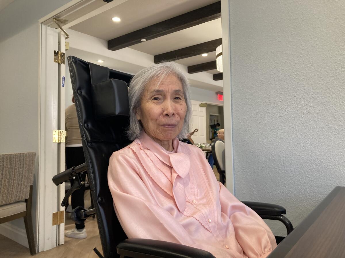 Fujiko Shinozaki, who has dementia, at a memory care home in Agoura Hills.