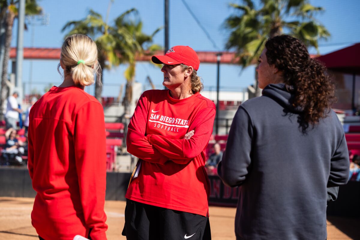 San Diego State softball coach Stacey Nuveman Deniz has the Aztecs off to a fast start in her first season in charge.