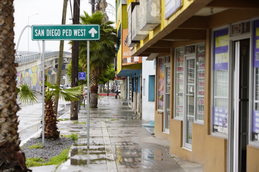 U.S. Customs and Border Protection has made changes at ports of entry along the California-Mexico border, including the temporary closure of the PedWest pedestrian crossing. Closed because of coronavirus restrictions, the now-empty square in front of the El Chaparral border crossing is abandoned.