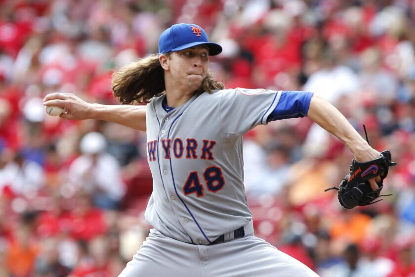Mets starter Jacob deGrom has a record of 7-8 and an earned-run average of 3.04 in 24 starts this season.