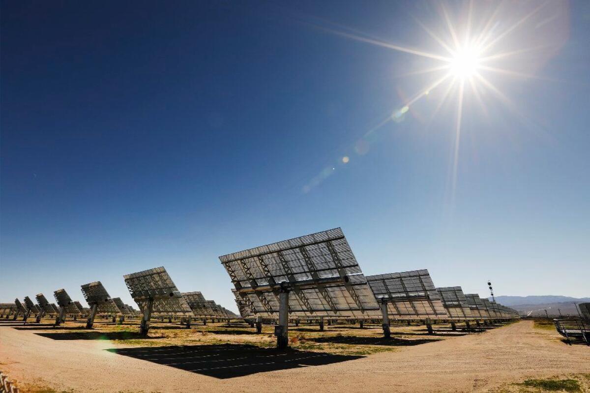 A solar power facility Borrego Springs, California, that delivers electricity to San Diego Gas & Electric, seen on Feb. 11, 2019.