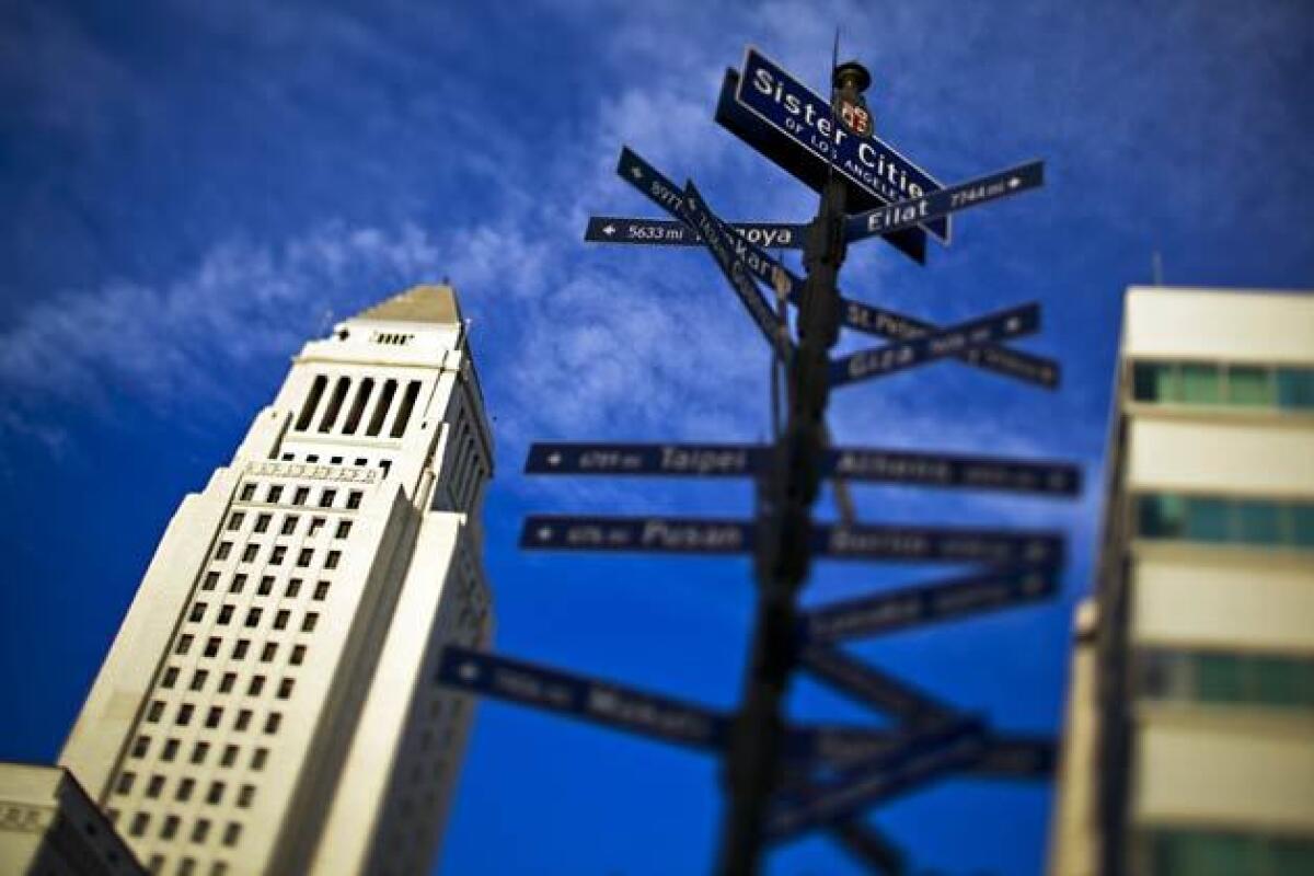 City Hall in downtown Los Angeles.