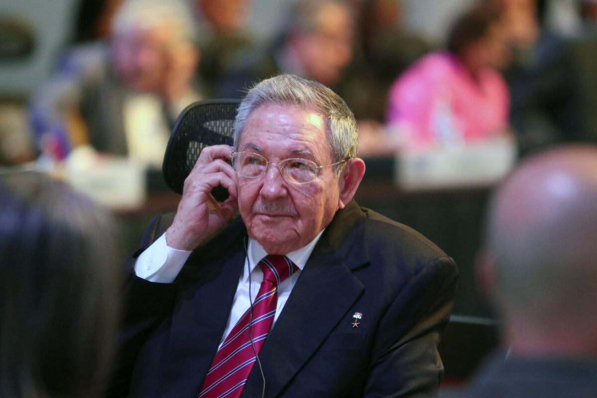 Raul Castro during the Community of Latin American and Caribbean States summit in Costa Rica, where he set new demands - including the return of Guantanamo Bay - for normalization of relations with the U.S.