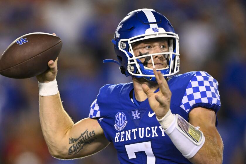 Kentucky quarterback Will Levis plays during an NCAA football game against Miami Ohio.