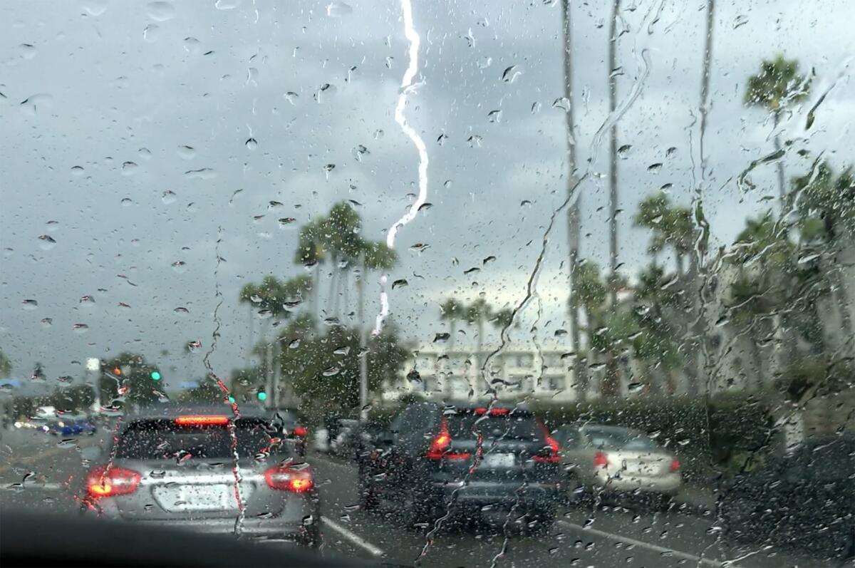 Lightning strikes over Newport Beach on Friday, Sept. 24.