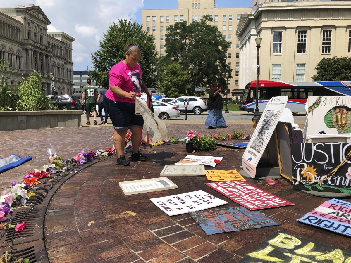 Bus driver Amber Brown at Breonna Taylor protest site in Louisville, Ky.