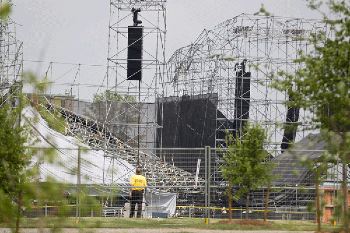 The collapsed stage at Downsview Park in Toronto in June 2012.