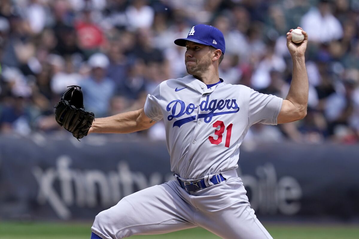 Dodgers starting pitcher Tyler Anderson delivers during the first inning.