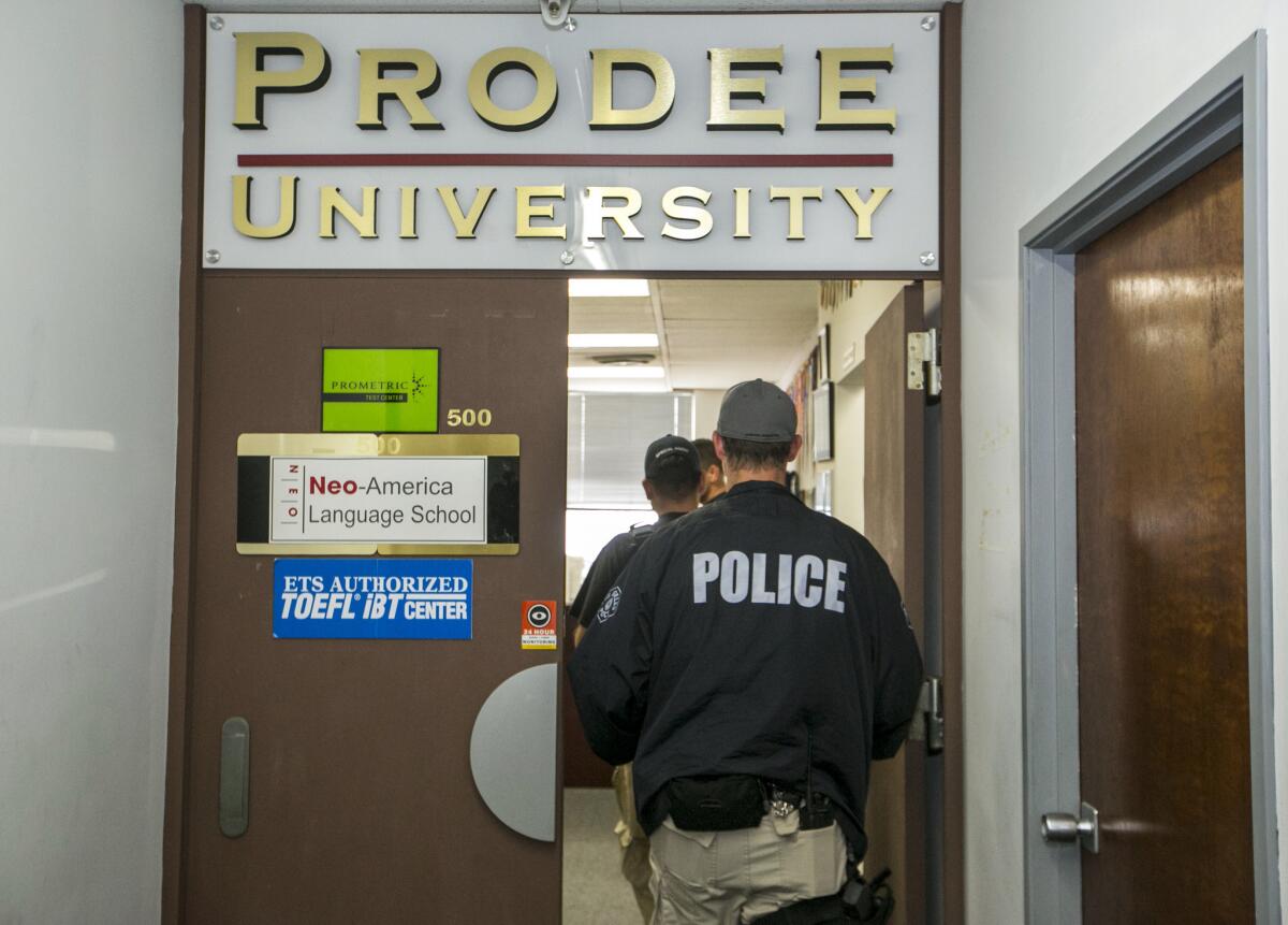 U.S. Department of Homeland Security Investigations agents raid a Westlake school accused of being a front for a "pay-to-stay" immigration scheme providing fraudulent student visas.