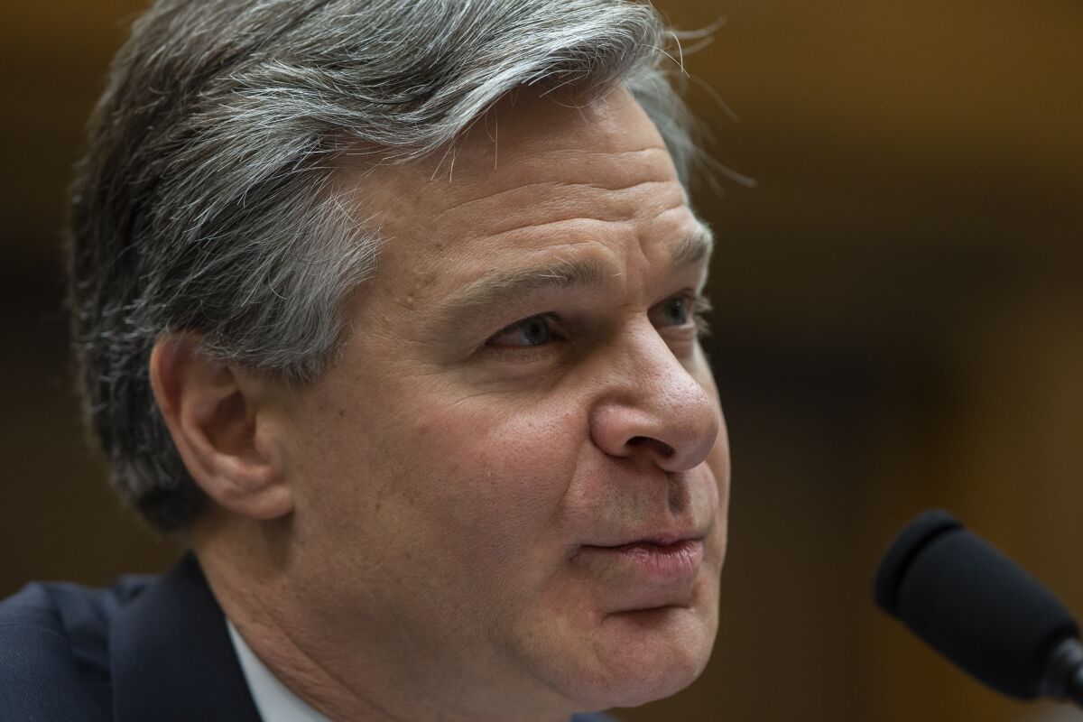 FBI Director Christopher Wray testifies during an oversight hearing of the House Judiciary Committee, on Capitol Hill, Wednesday, Feb. 5, 2020 in Washington. (AP Photo/Alex Brandon)