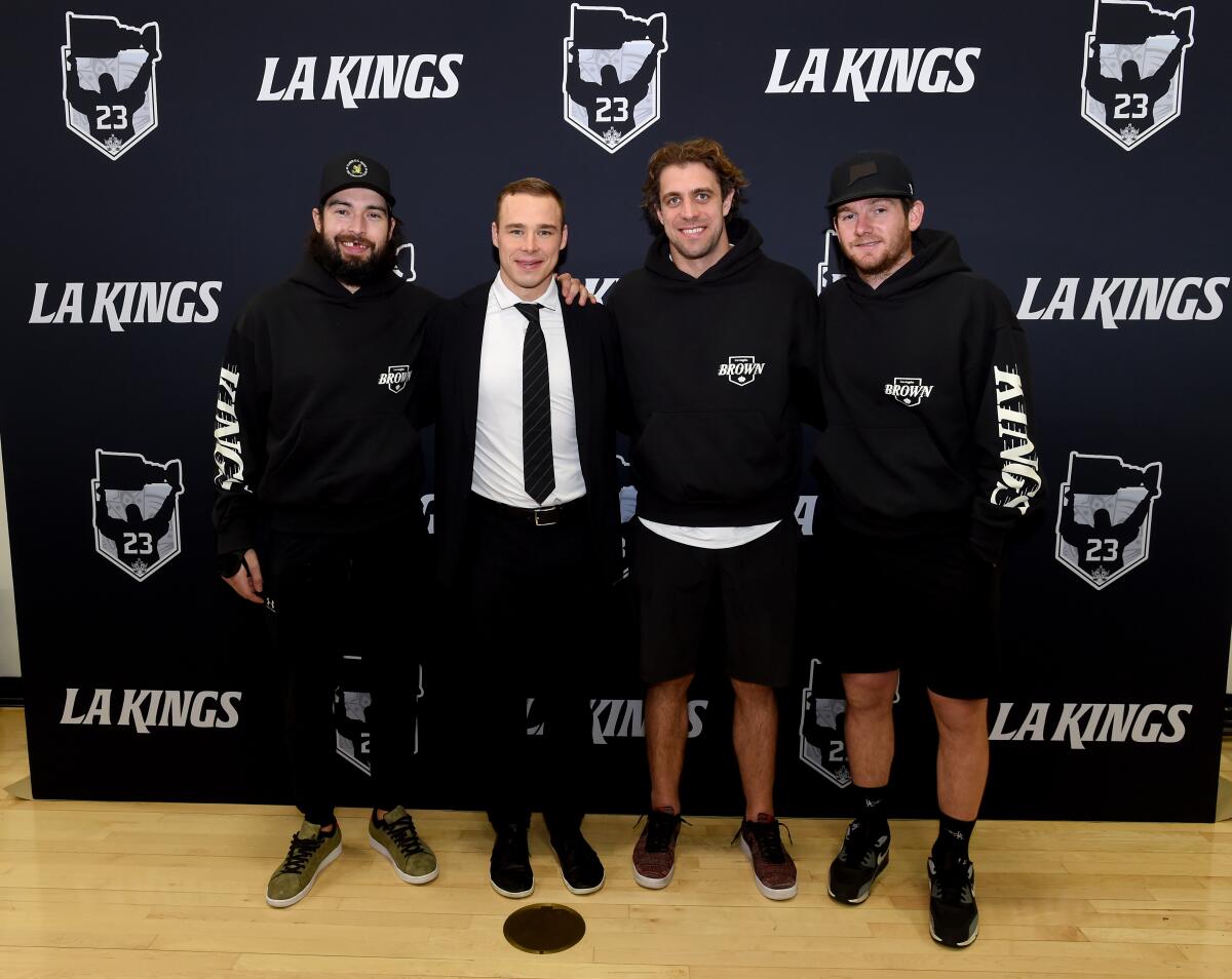Kings teammates (from left) Drew Doughty, Dustin Brown, Anze Kopitar and Jonathan Quick.