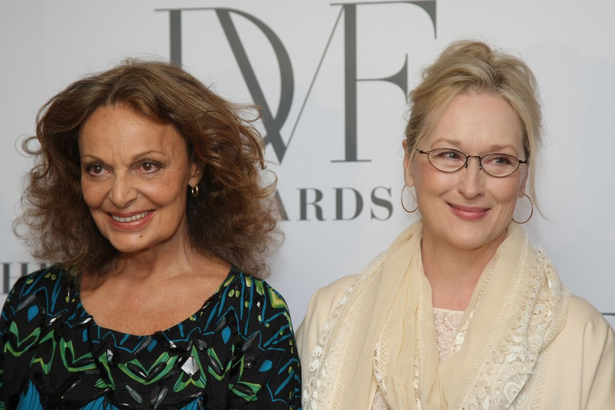 Diane von Furstenberg, left, and Meryl Streep at the DVF Awards in 2010.
