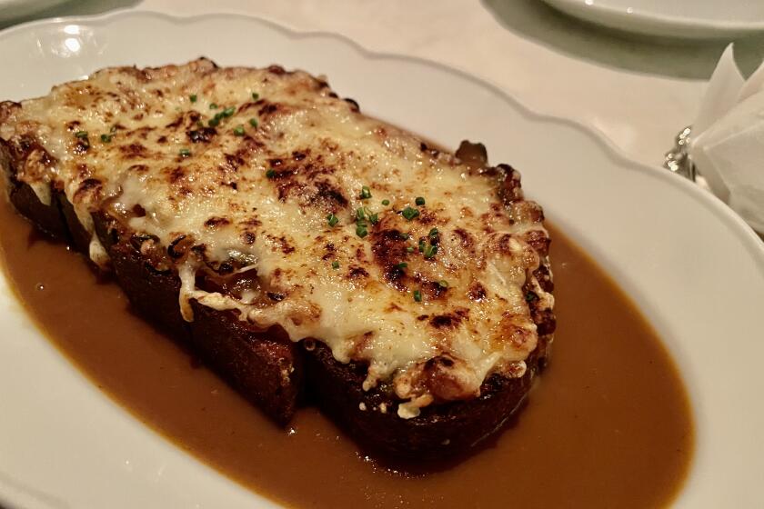 The French onion soup toast from Camphor in the DTLA Arts District.