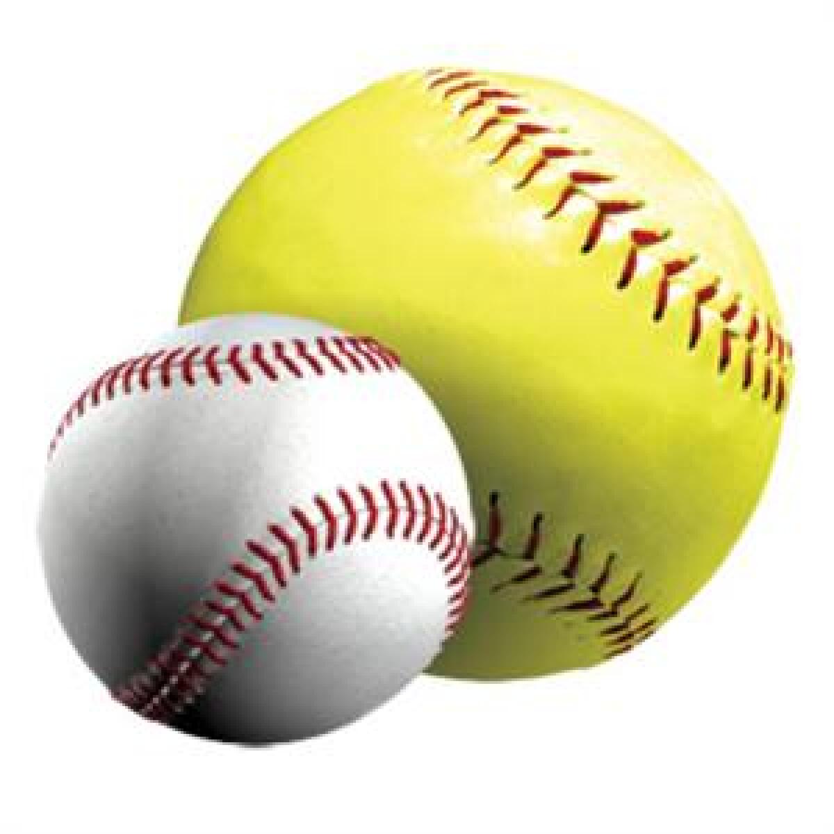 A baseball and a softball