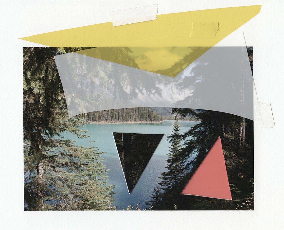 Katie Shapiro's "Emerald Lake Cutout," 2016, archival print, colored photographic gels, archival artists tape. (Kopeikin Gallery)