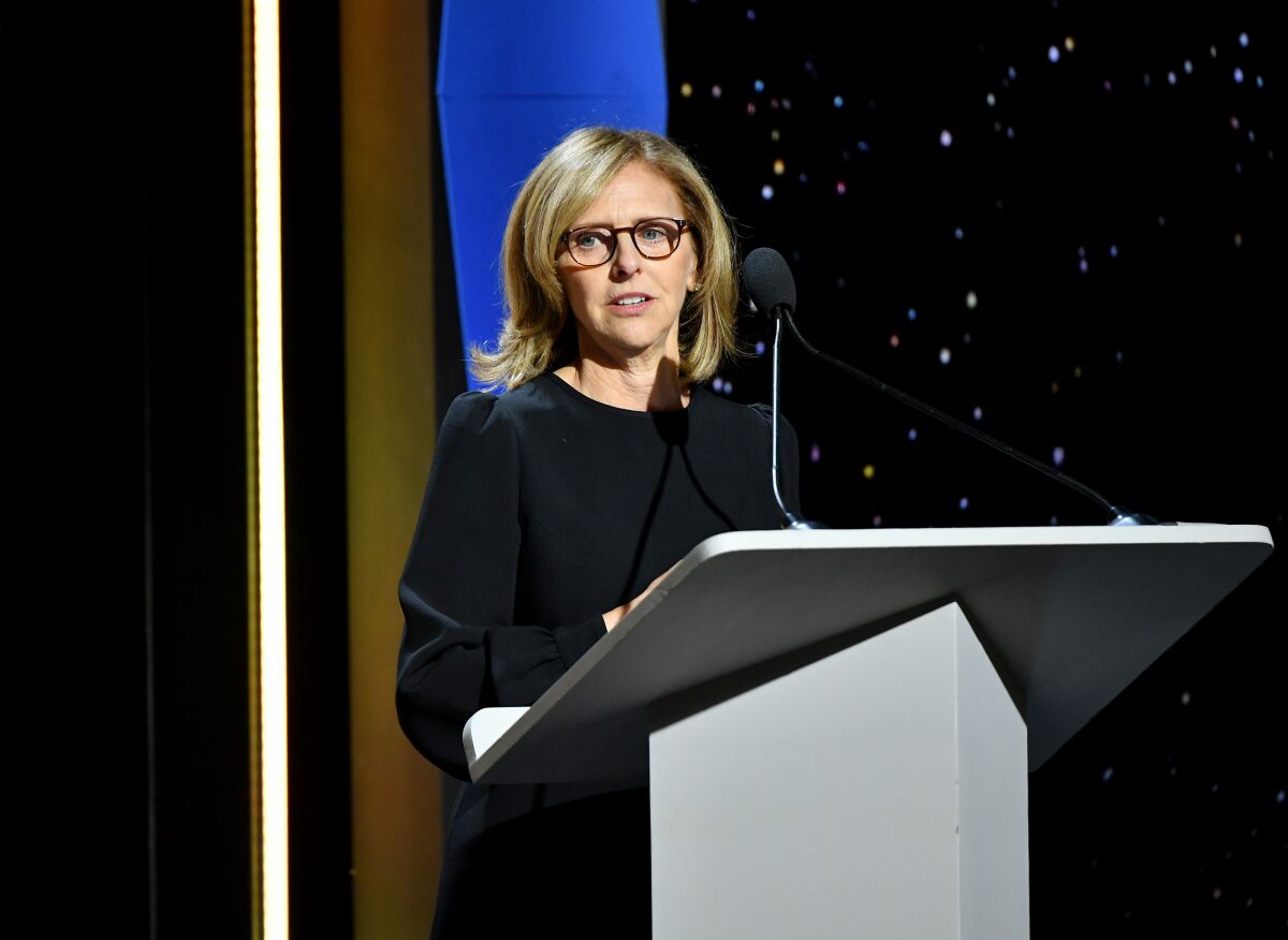 woman at a podium