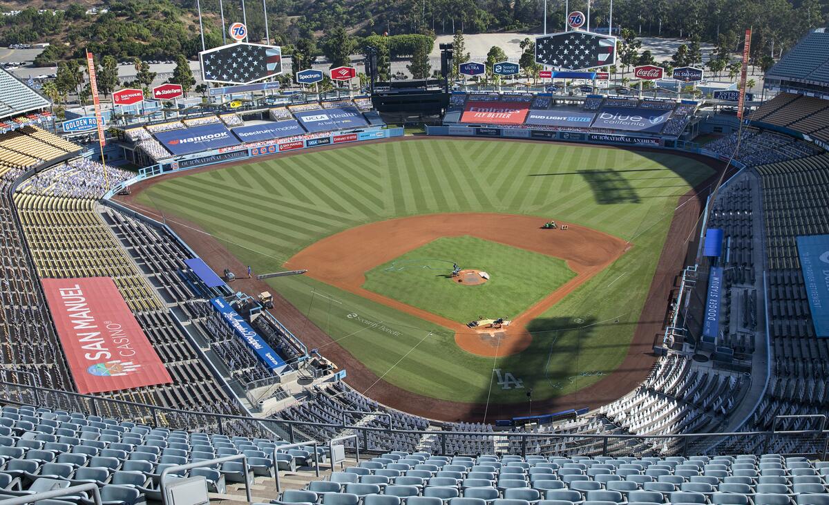 The view of Dodger Stadium from the top deck.