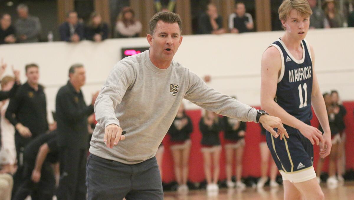 LCC Coach Dave Cassaw on the court.