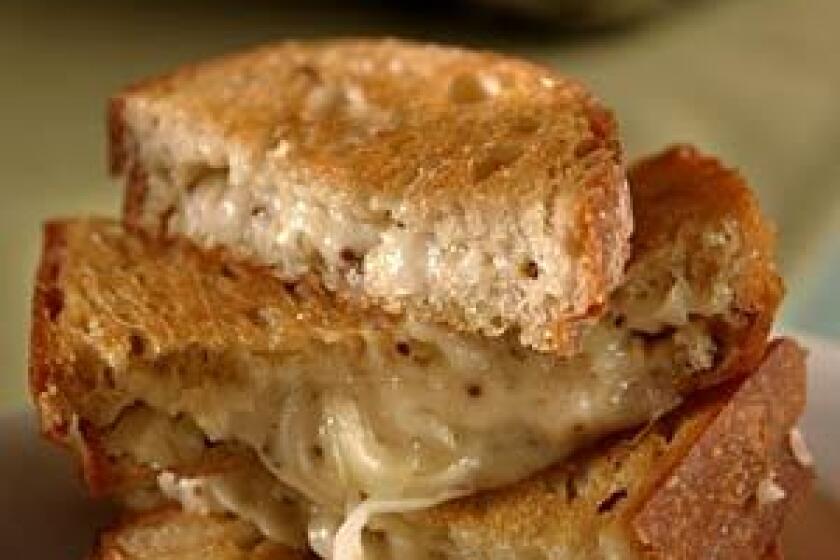 Gruyère sandwich with marinated onions.