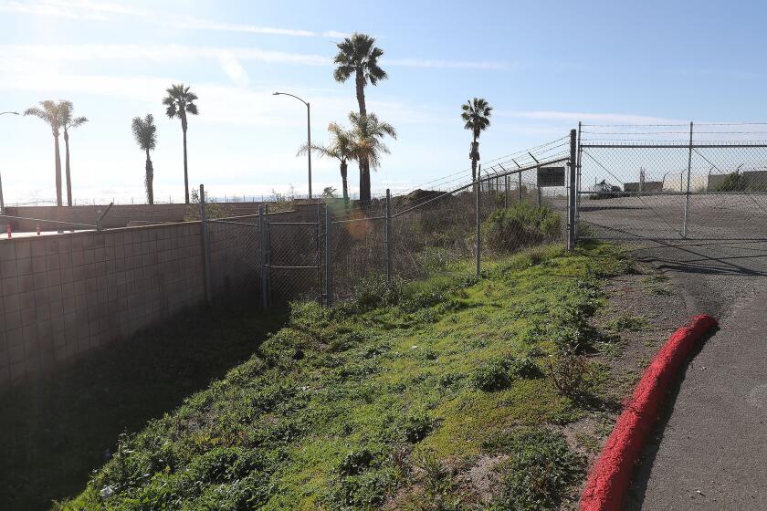 The end of West 16th Street where sits an 11.36-acre parcel of land that has been owned by Newport-Mesa Unified School District for decades but never used. It is a part of the Banning Ranch property, the main piece of which has been placed under a conservancy agreement.