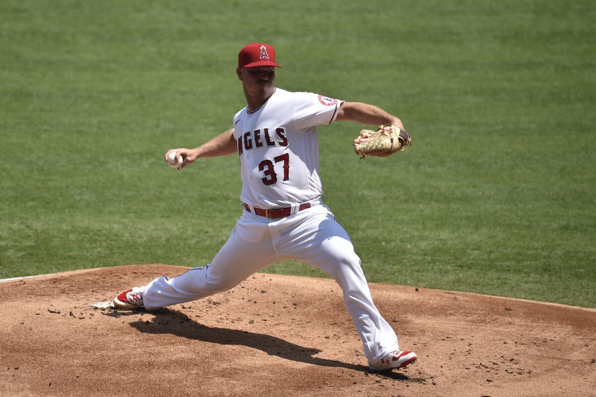 Angels starting pitcher Dylan Bundy delivers against the San Francisco Giants on Tuesday.