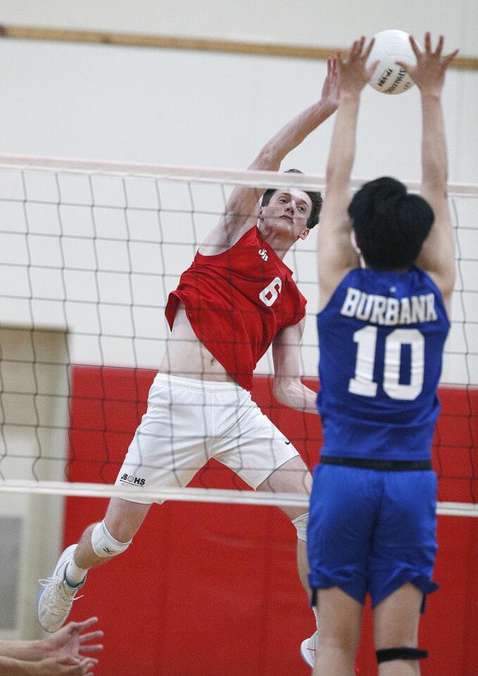 Photo Gallery: Burbank vs. Burroughs in Pacific League boys’ volleyball