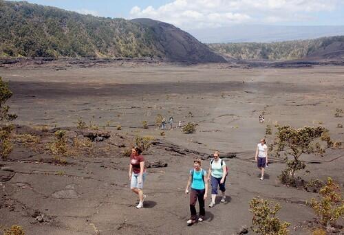 The Halemaumau Trail takes hikers into and across the Kilauea Caldera in Hawaii Volcanoes National Park.