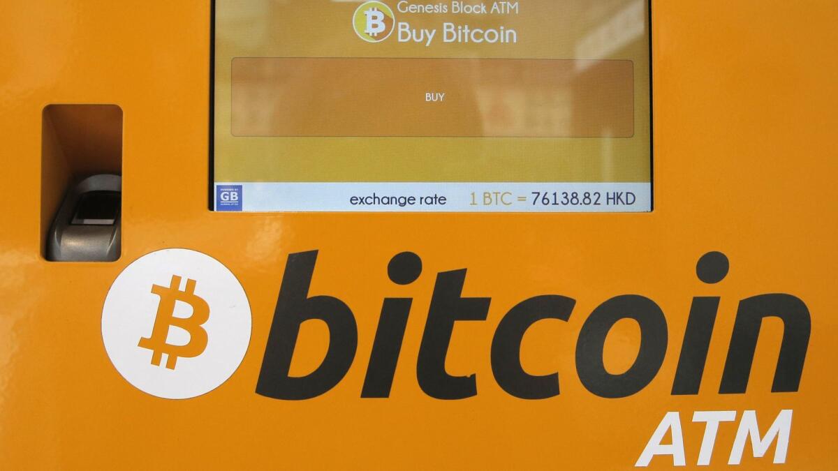 A Bitcoin ATM is seen in Hong Kong on May 11.