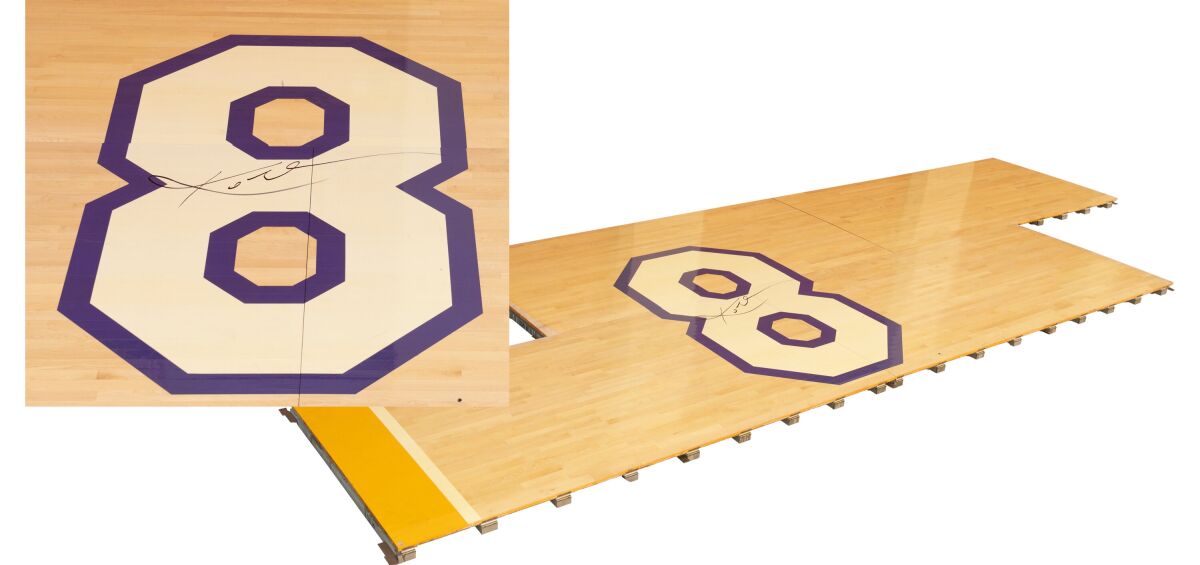 A portion of the Staple Center floor from Kobe Bryant's final game is up for bid from Heritage Auctions.