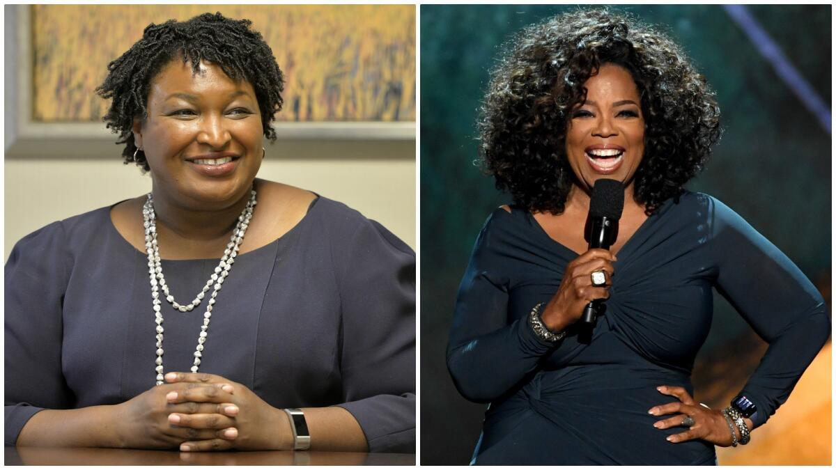 Stacey Abrams, left, and Oprah Winfrey.